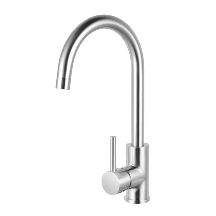 Aquaperla Standard Brushed Nickel Solid Brass Round Swivel Kitchen Mixer - HD reno