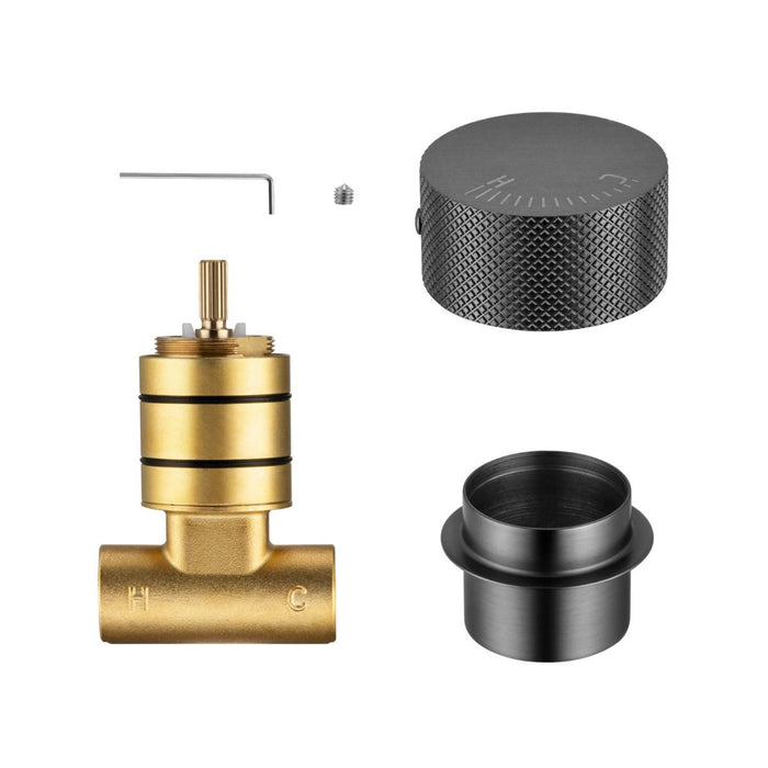 Aquaperla Progressive Gun Metal Grey Solid Brass Round Wall Mixer with In-Wall Body Handle - HD reno