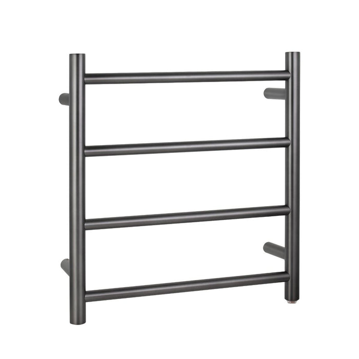 4 Bars Round Brushed Gun Metal Grey Stainless Steel Electric Heated Towel Rack - HD reno