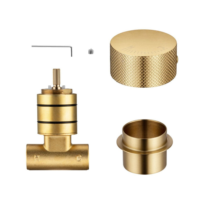 Aquaperla Progressive Brushed Gold Solid Brass Round Wall Mixer with In-Wall Body Handle - HD reno