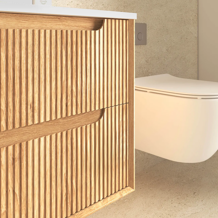 600-1500*550*460mm OTTI Byron Fluted Woodland Oak High Moisture Resistant Plywood Bathroom Cabinet Wall Hung Vanity
