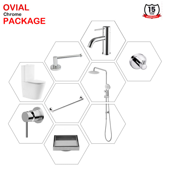 Ovial Round Chrome Bathroom Package Toilet Mixer Shower Spout Accessory - HD reno