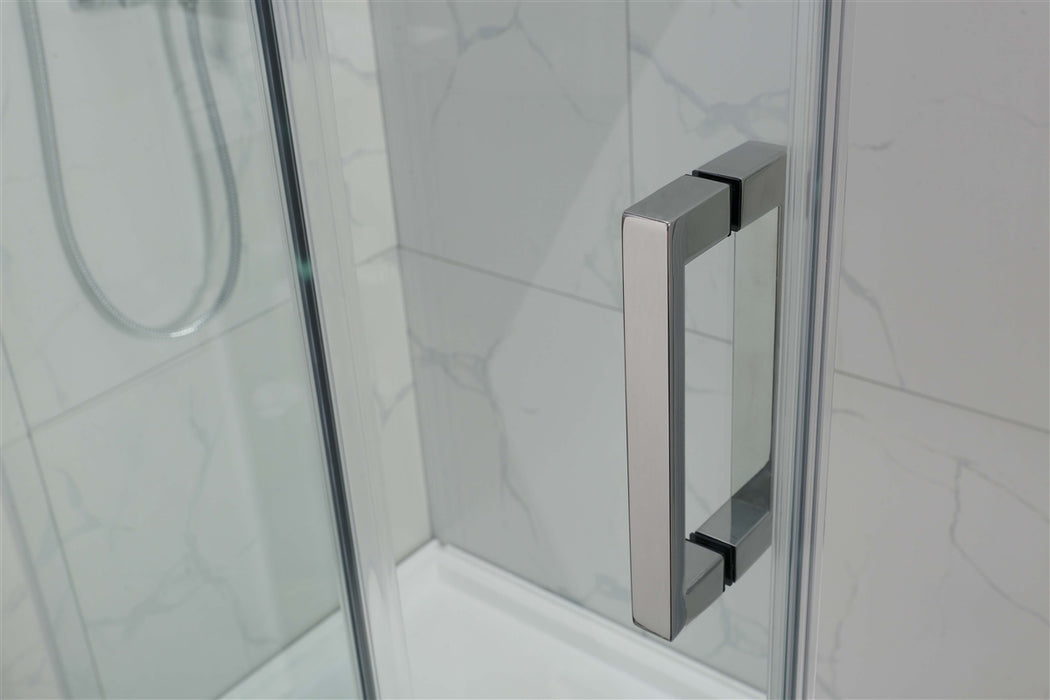 1180-2000x2000mm L Shape Sliding Frameless Gunmetal Grey Square Rail Handle 10mm Glass Shower Screens - HD reno