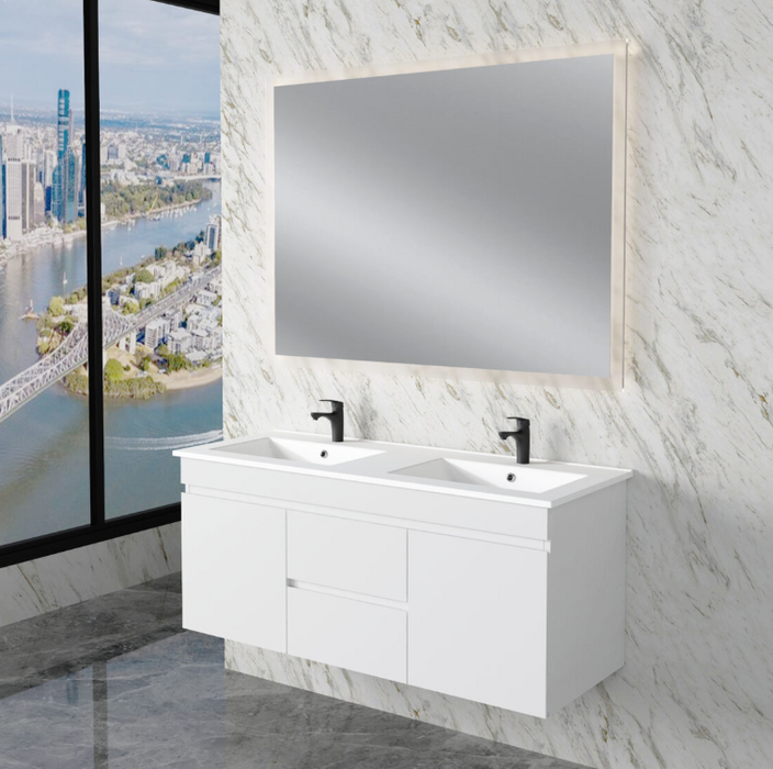 600-1500mm*450*505mm ABS Less Polyurethane Moisture Resistance Gloss White Wall Hung Vanity - HD reno