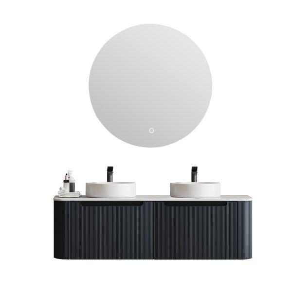 600-1500*460*400mm MER Rome Matt Black Fluted Wall-Hung Vanity