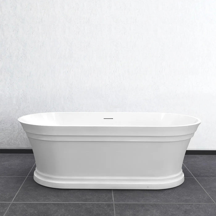 1700*800*560mm Hampton Gloss White With Overflow Freestanding Bathtub