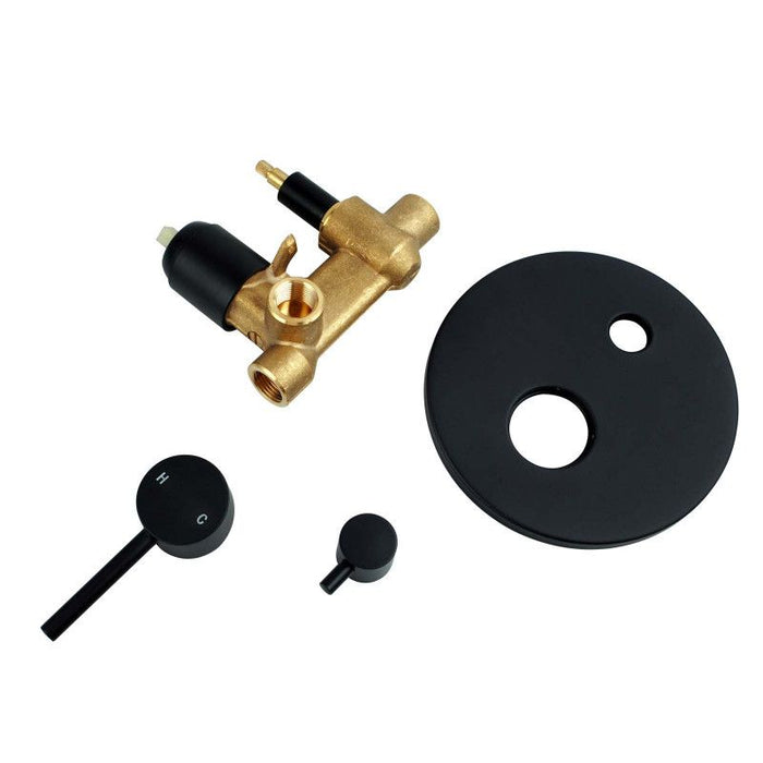 Aquaperla Lucid Pin Matt Black Solid Brass Round With Diverter Wall Mixer - HD reno