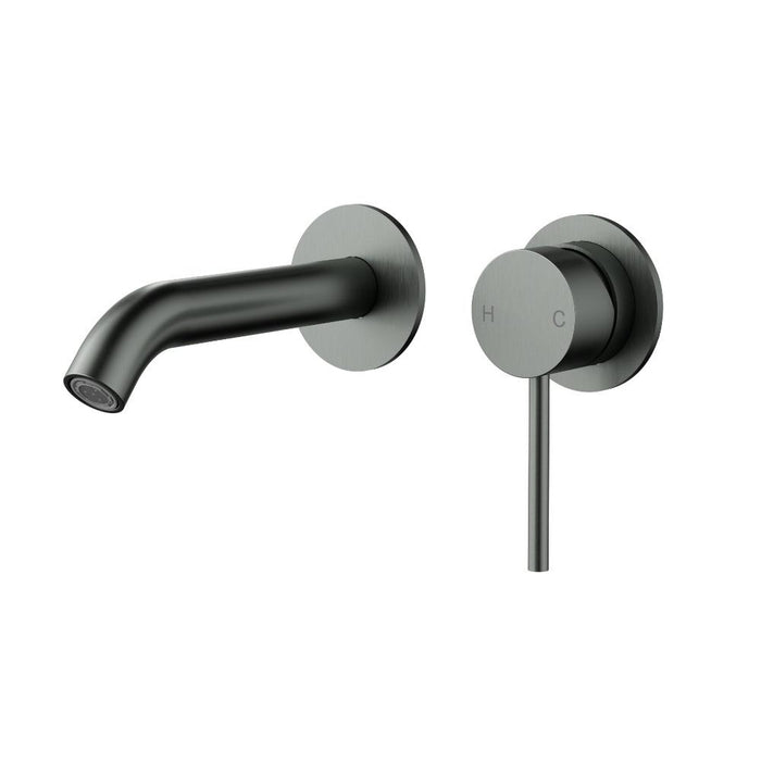 Ikon Otus Slimline Stainless Steel/Chrome/Matt Black/Gunmetal Grey/Brushed Gold Stainless Steel SS Wall Basin Mixer Only Separate Back Plate Trim Kits - HD reno