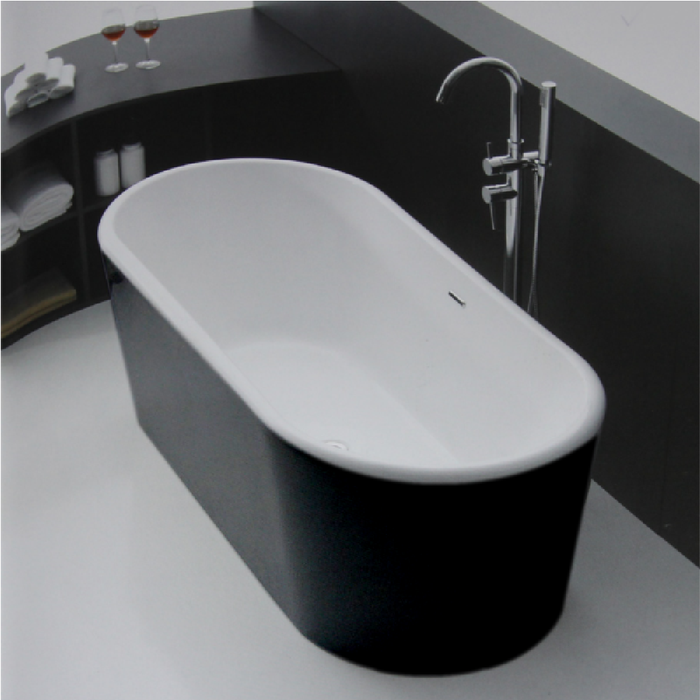 FS12 1500/1700*750*600mm Bath Tub White/Black Acrylic Free Standing oval