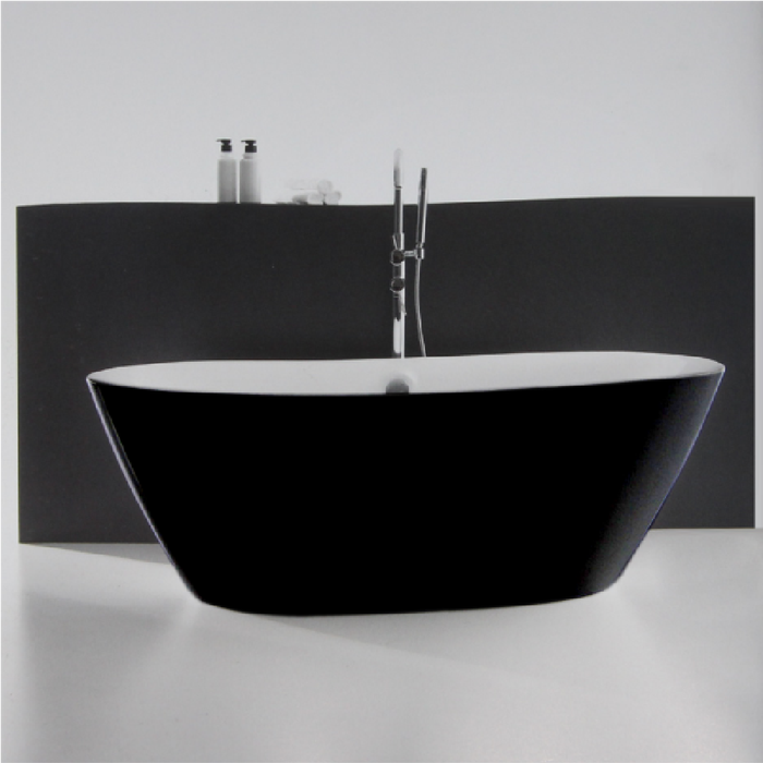 FS13 1800*900*600mm Bath Tub White/Black Acrylic Free Standing oval