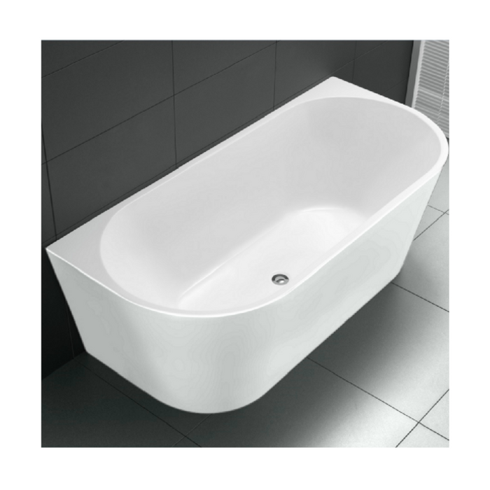 FS36 1700mm Gloss White/Black Rectangle 10 Jets Back to Wall Freestanding Spa Bath - HD reno