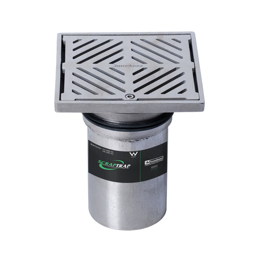 150mm Square Floor Waste Arrestor (suits 100mm pipe) (Heel Proof) - 304 316 - HD reno