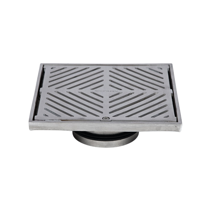 200mm Square Floor Waste (suits 100mm pipe) (Heel Proof) - 304 316 - HD reno
