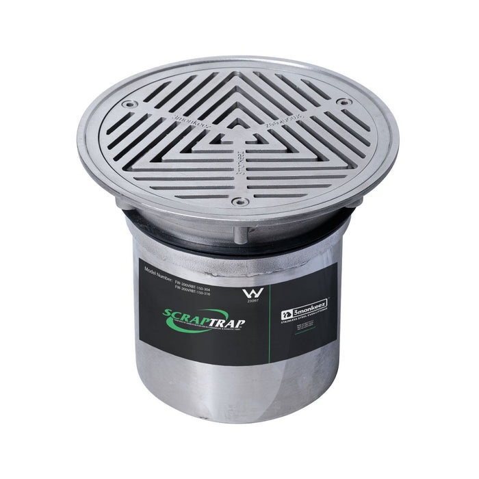 200mm Round Vinyl Floor Waste Arrestor With Fixed and Removable Strainer (suits 150mm pipe)-304 316 - HD reno