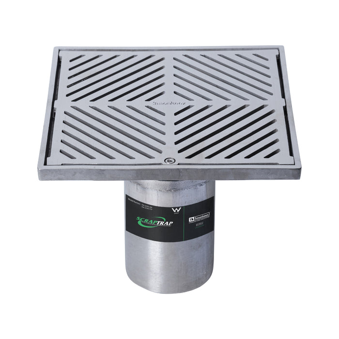 225mm Square Floor Waste Arrestor (suits 150mm pipe) (Heel Proof) - 304 316 - HD reno