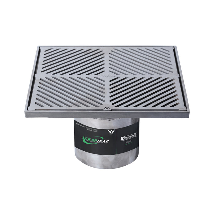 300mm Square Floor Waste Arrestor (suits 150mm pipe) (Heel Proof) - 304 316 - HD reno