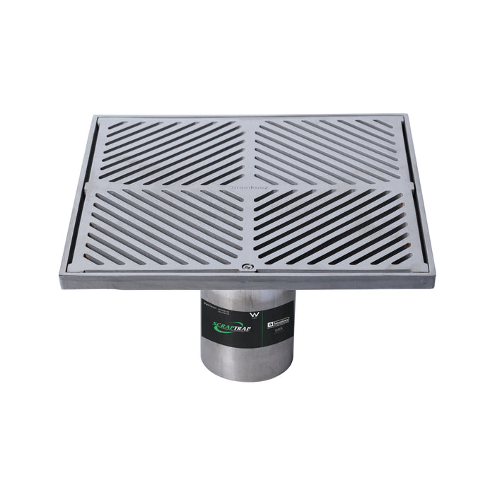 300mm Square Floor Waste Arrestor (suits 100mm pipe) (Heel Proof) - 304 316 - HD reno