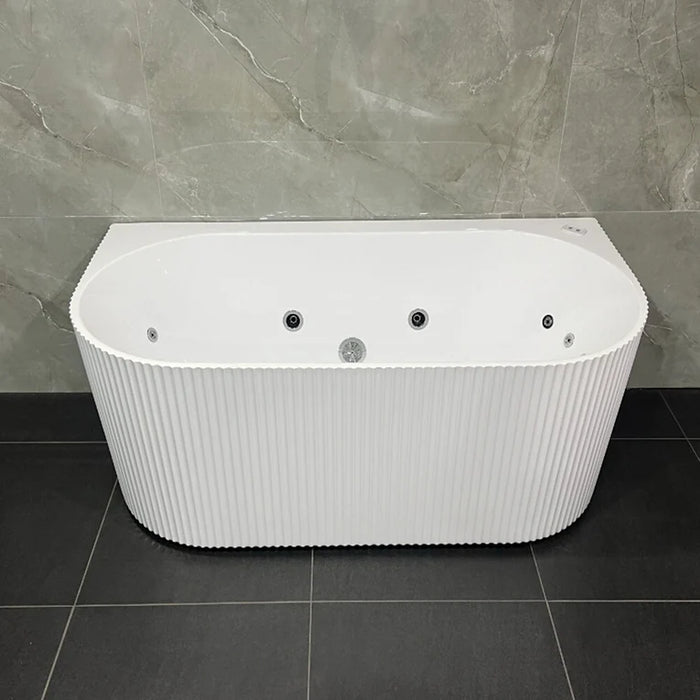 1500-1700*750mm Broadway Mallorca Fluted 10 Jets Matt White/Gloss White/Matt Black Back To Wall Spa Bathtub
