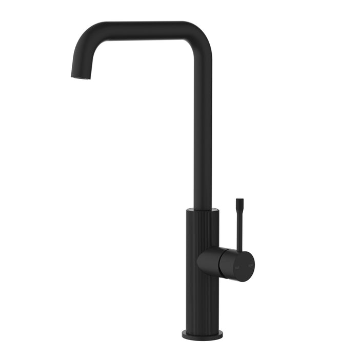 Ikon Linie Brushed Nickel/Matt Black/Gunmetal Grey/Brushed Gold Solid Brass Fluted Squareneck Sink Mixer