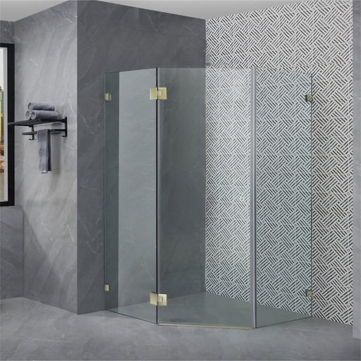 800-1200*2000mm 10mm Thickness Covey Diamond Frameless Pivot Door Light Gold Fitting Shower Screens - HD reno