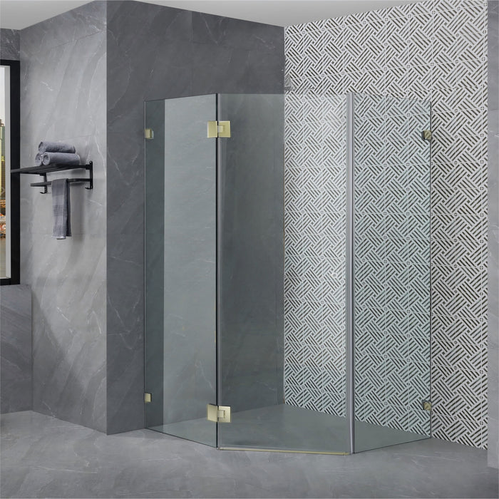 800-1200*2000mm 10mm Thickness Covey Diamond Frameless Pivot Door Light Gold Fitting Shower Screens - HD reno