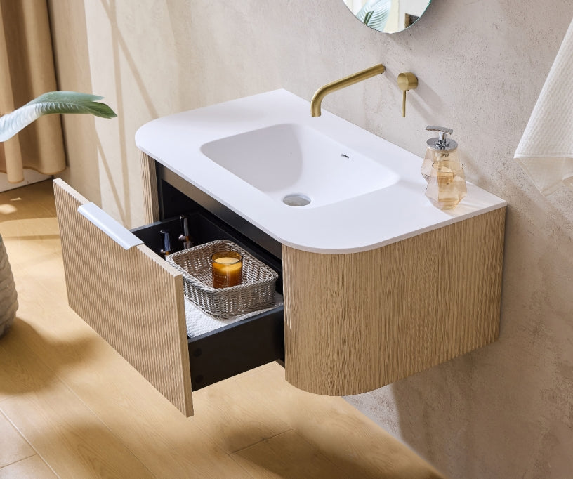 900-1800*500*12mm Lukka Aruro Matt White/Matt Black Solid Surface Stone Basin Vanity Top With Overflow