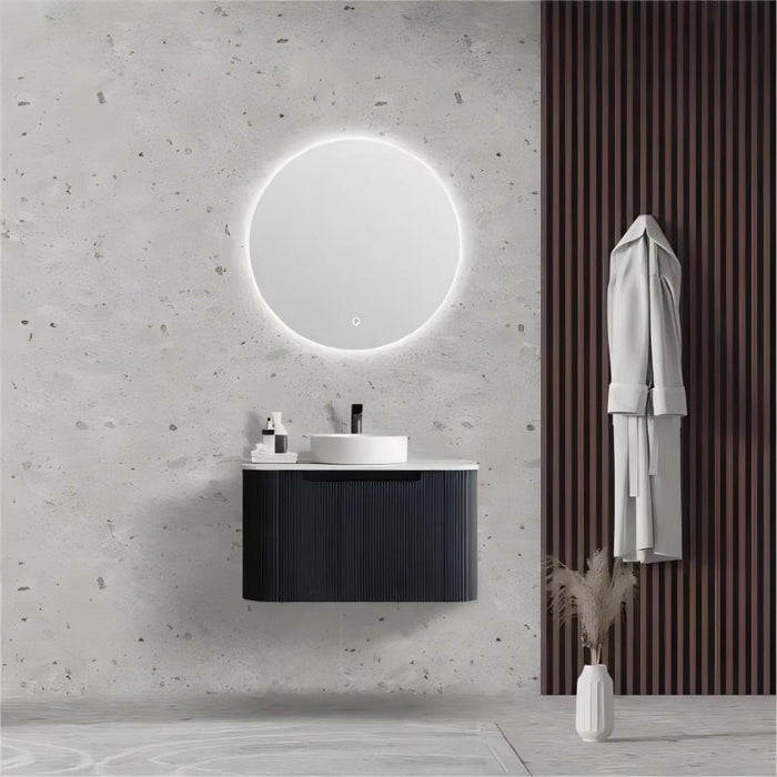 600-1500*460*400mm MER Rome Matt Black Fluted Wall-Hung Vanity