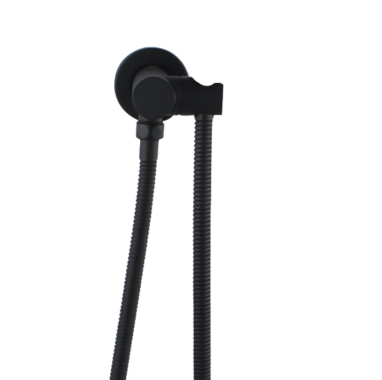 Round Black Shower Rail without Handheld Shower(Stainless Steel Hose) - HD reno