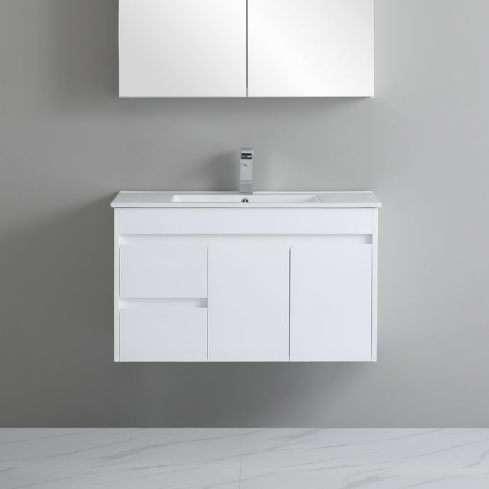 900-1800*460mm Bathroom Vanity Standard PVC Gloss White Wall Hung Vanity - HD reno