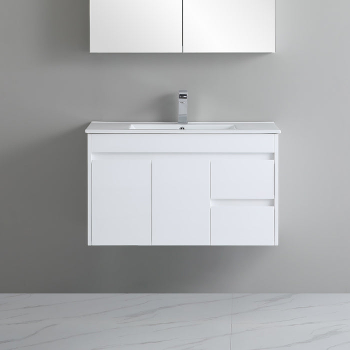 900-1800*460mm Bathroom Vanity Standard PVC Gloss White Wall Hung Vanity - HD reno
