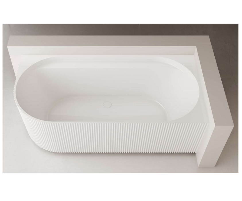 1700*800*580mm Cee Jay Pavilion Matt White Oval Acrylic Fluted Right Hand Corner Bathtub - HD reno