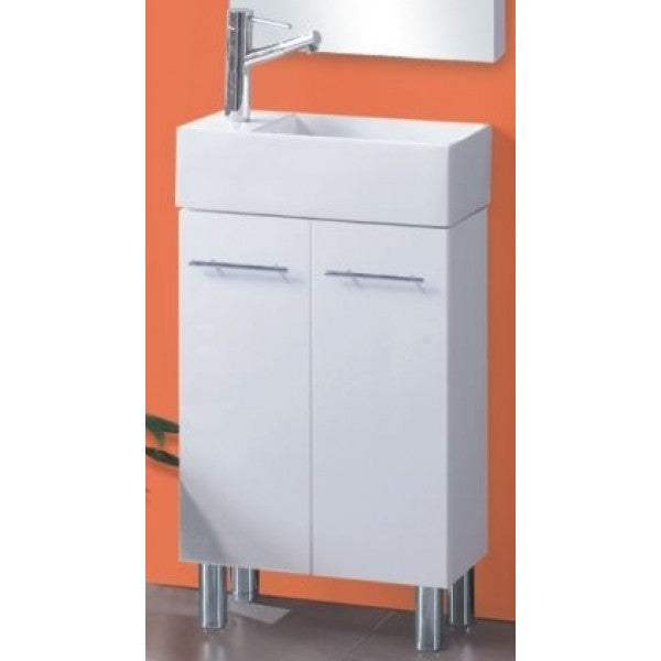 480*240*900mm ROMA White China Top 32mm Overflow Freestanding Mini Bathroom Vanity