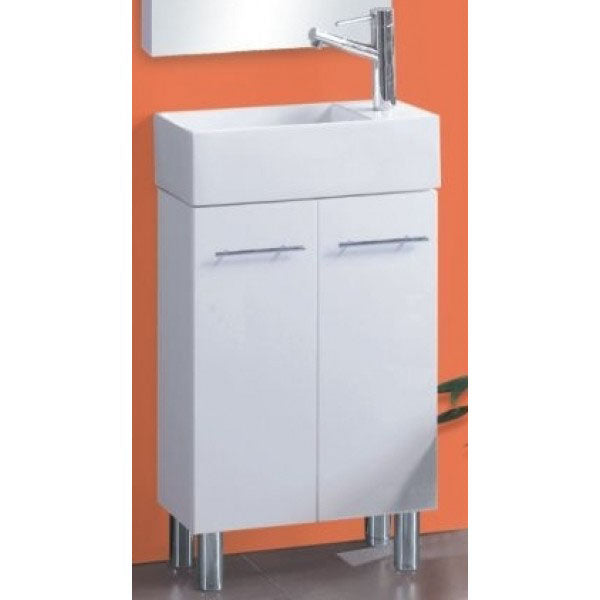 480*240*900mm ROMA White China Top 32mm Overflow Freestanding Mini Bathroom Vanity