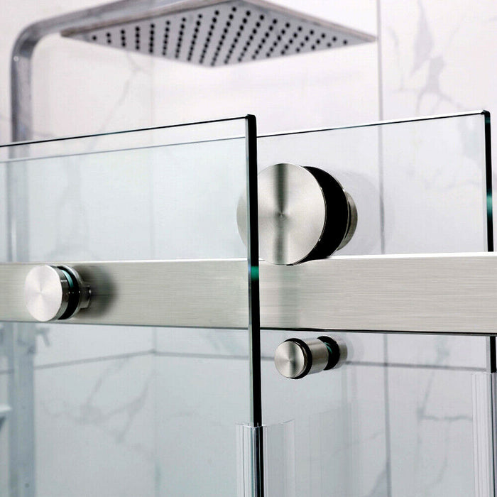 1400-2450x2000mm COV Wall to Wall Frameless Sliding Door Chrome Stainless Steel Handle 3 Panels Shower Screens - HD reno