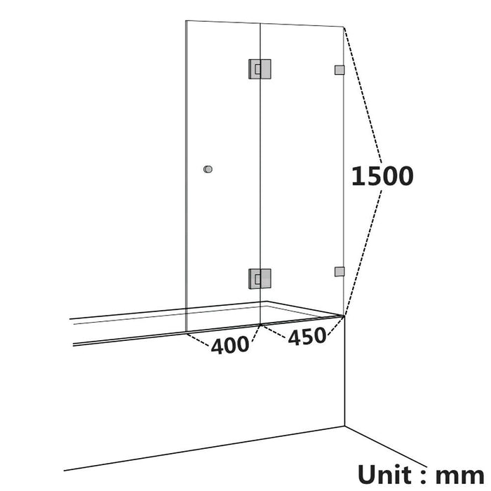 850-1000mm 10mm Covey  Black/Brushed Gold/Brushed Nickel/Chrome/Gun Metal/Light Gold Fixed and Swing Panel Over Bathtub Shower Screens - HD reno