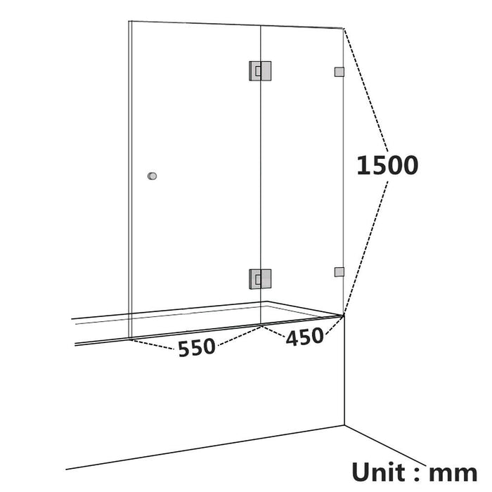 850-1000mm 10mm Covey  Black/Brushed Gold/Brushed Nickel/Chrome/Gun Metal/Light Gold Fixed and Swing Panel Over Bathtub Shower Screens - HD reno