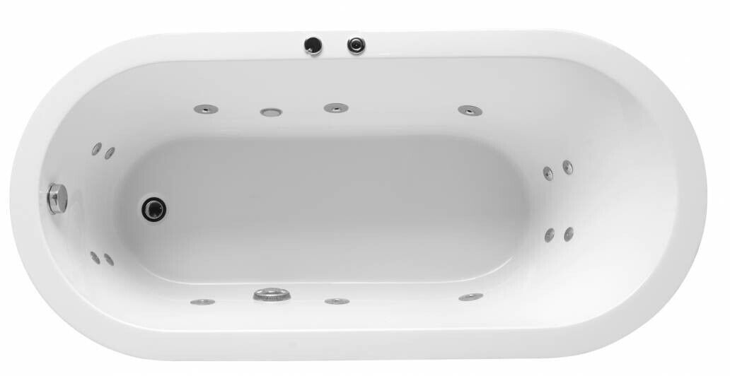 1700*800*600mm Sunny Gloss White Oval Acrylic 14 Jets and Build In Pump Freestanding Spa Bathtub