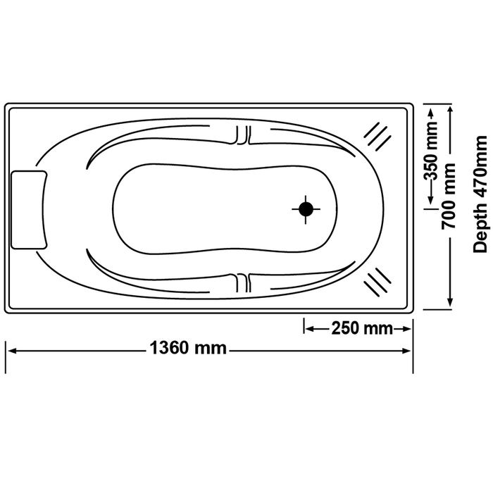 1360*700*470mm Alita Spa Bath Tub 6/10/12 Jets White Acrylic Drop in Rectangle - HD reno