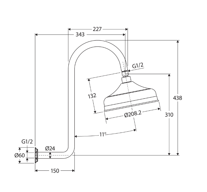 FIE LILLIAN Wall Shower Arm and Head Set