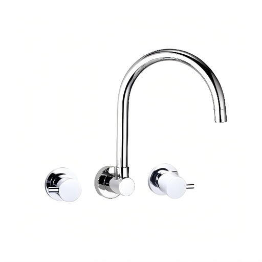 ACL Lollypop Chrome Round Ceramic Disc 1/4 Turn Tap Mixer Set Swivel For Laundry Wall Basin Sink - HD reno