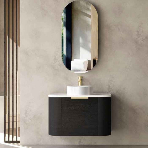 750*460*450mm OTTI Bondi Black Oak Cabinet Only and Stone Top Bathroom Wall Hung Vanity