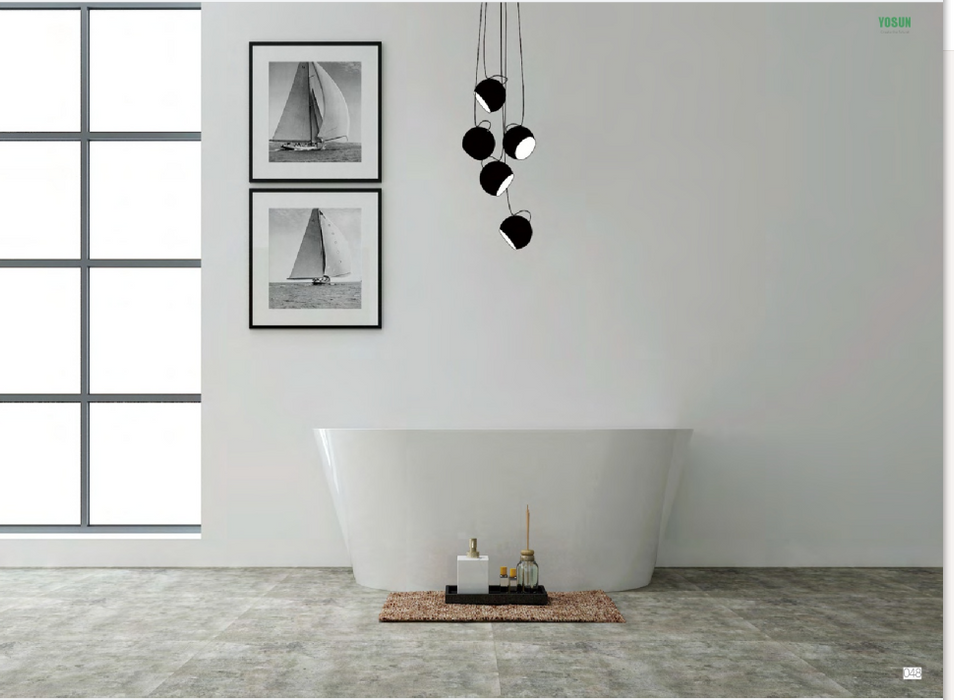 1400-1700*800*600mm Sunny 189 Gloss White Oval Acrylic Back To Wall Bathtub