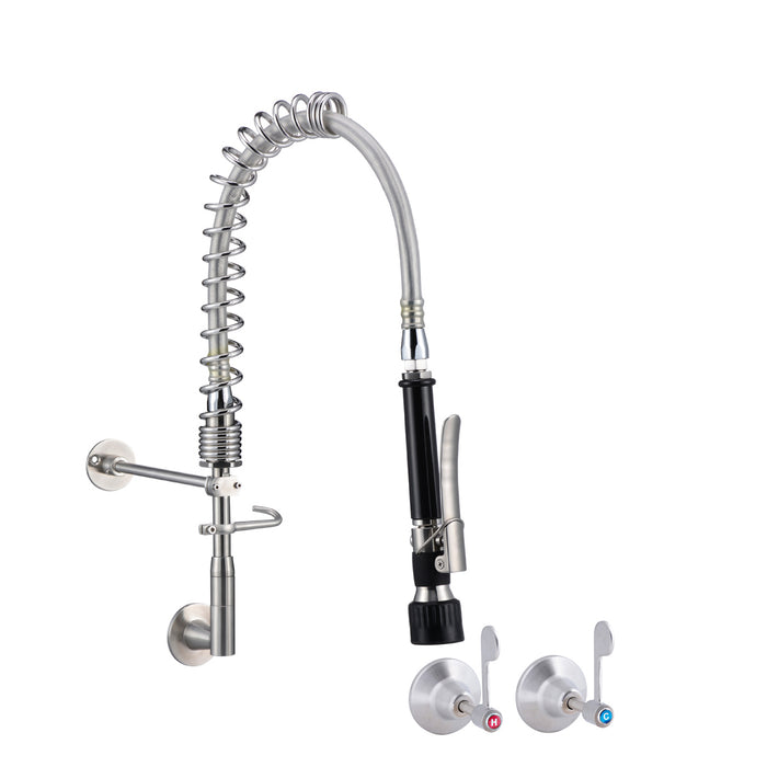 Compact Stainless Steel Wall Stops And Elbow Pre Rinse Unit - HD reno