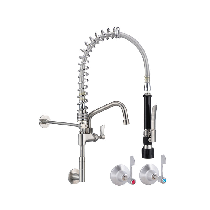 Compact Stainless Steel Wall Stops And Elbow Pre Rinse Unit With Pot Filler - HD reno