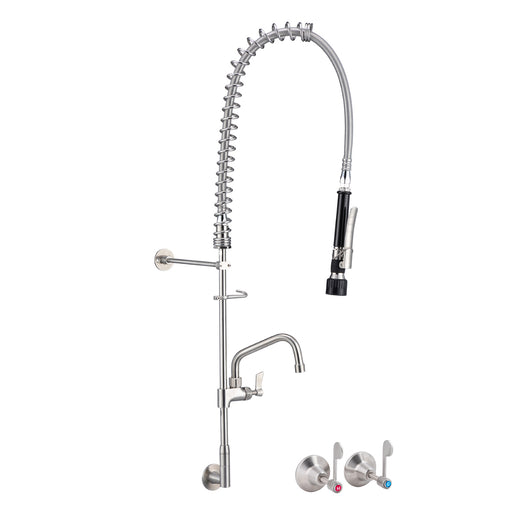 Stainless Steel Wall Stops And Elbow Pre Rinse Unit With Pot Filler - HD reno