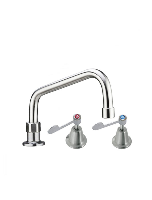 Stainless Steel Hob Mount and Lever Handle Basin Stops with Swivel Spout - HD reno