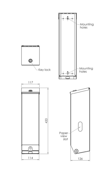 Triple Surface Mounted Toilet Roll Holder Key Lockable - HD reno