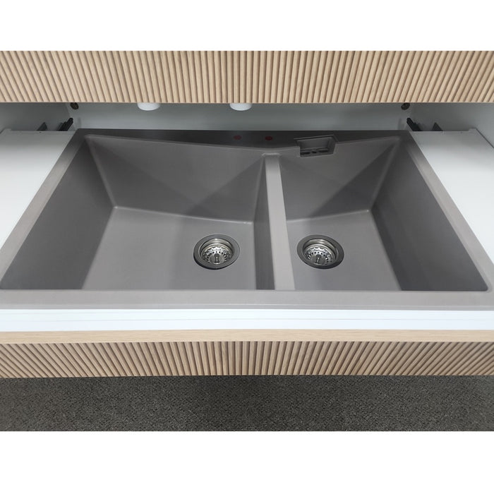 800*500*220mm Carysil Black/Concrete Grey/White Double Bowl Granite Kitchen Sink Top/Flush Mount