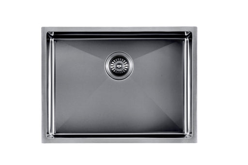 600*450*230mm Gun Metal Undermount Top Single Bowl Kitchen Stainless Steel Sink - HD reno