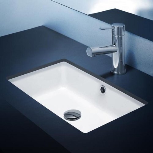 525X345x195mm ABS Rocky Gloss White Ceramic Rectangle With Overflow Undermount Basin - HD reno